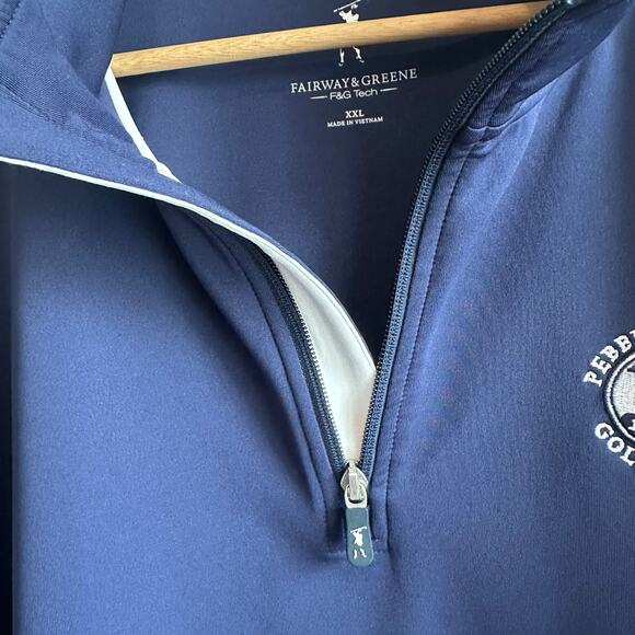 Pebble Beach Fairway & Greene Tech Quarter Zip Pullover Blue XXL - Picture 3 of 9